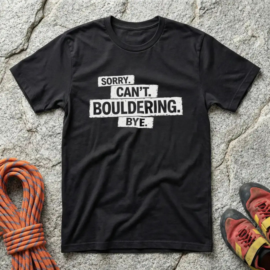 Sorry. Can't. Bouldering. Bye. T-Shirt